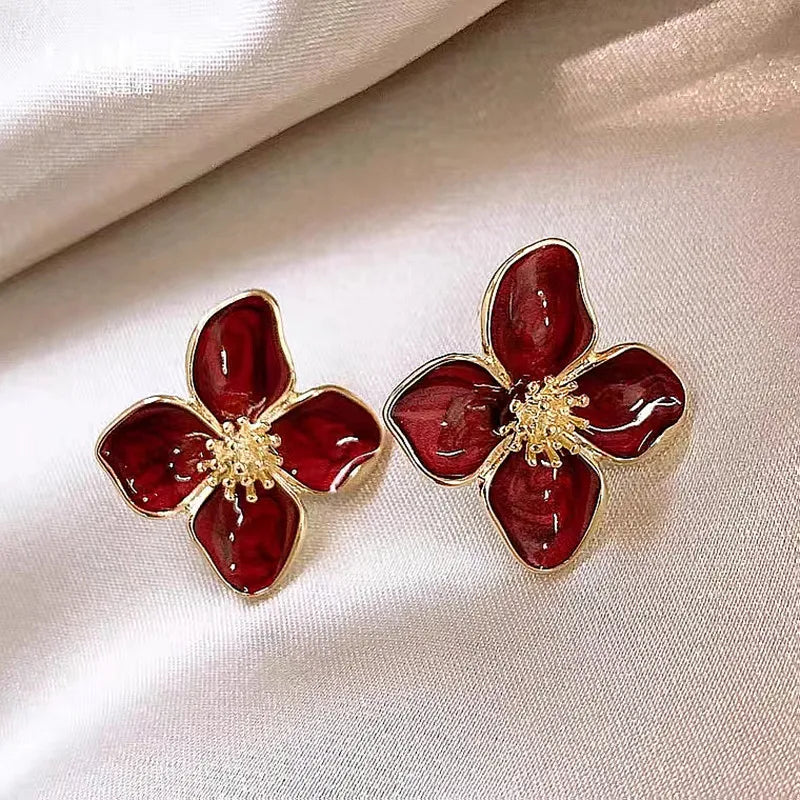 Botanical Bloom Stud Earrings – Stainless Steel Floral Design
