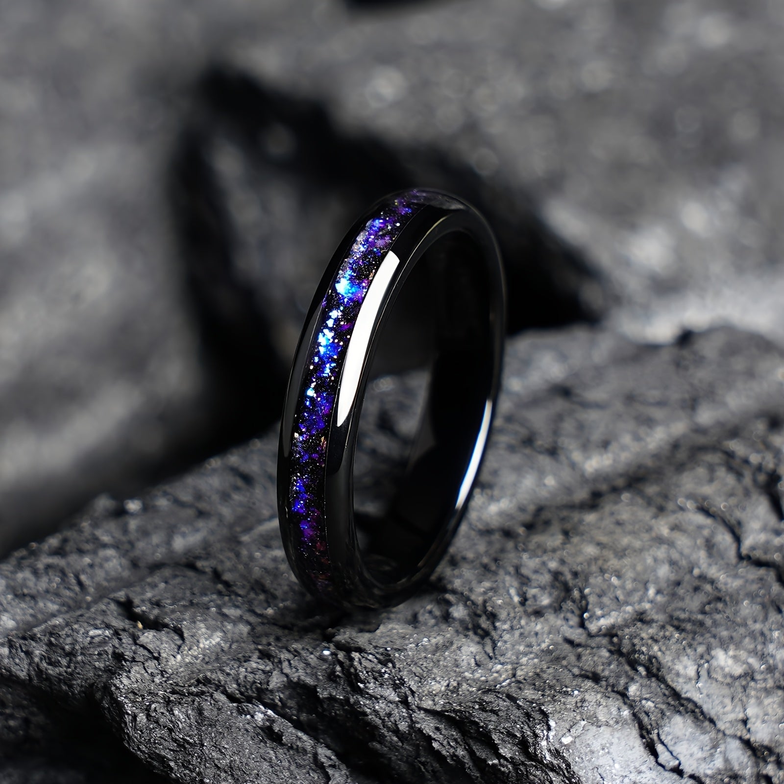 Ring Nebula Forge – Starry Tungsten Unisex Wedding Band