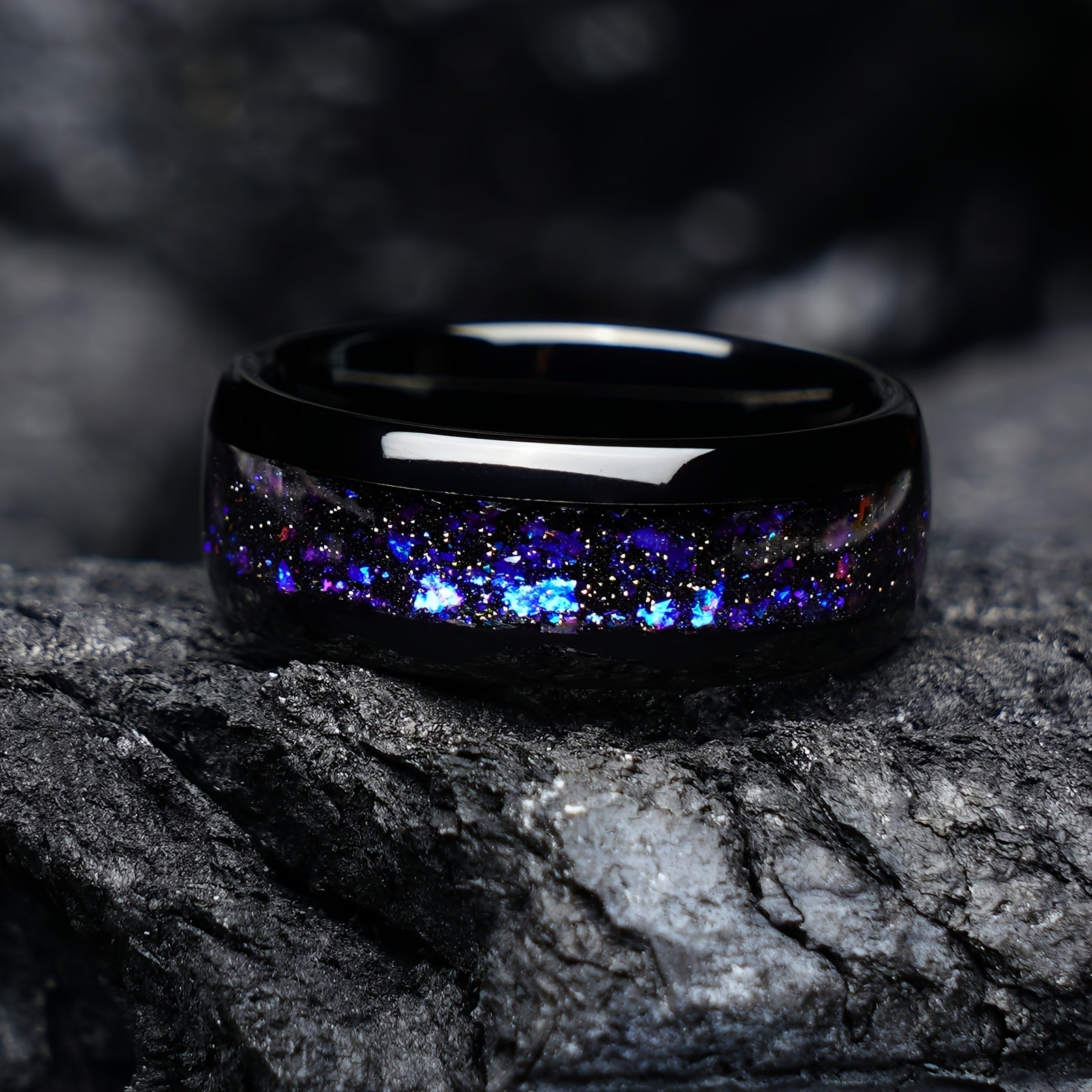 Ring Nebula Forge – Starry Tungsten Unisex Wedding Band