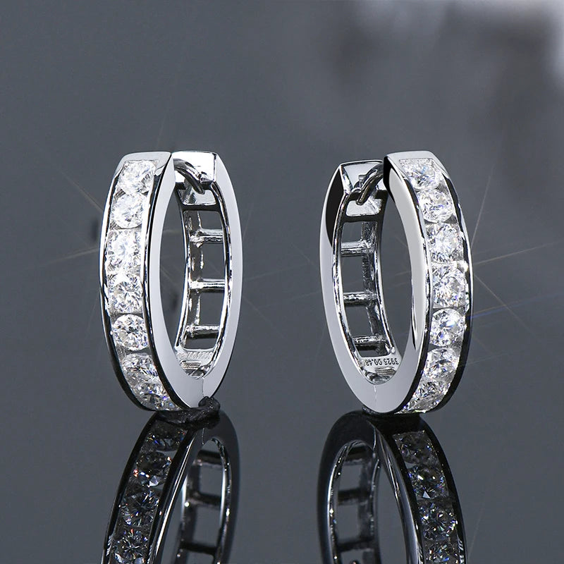 Moissanite Hoop Earrings 2.5mm – D Colour | 925 Sterling Silver