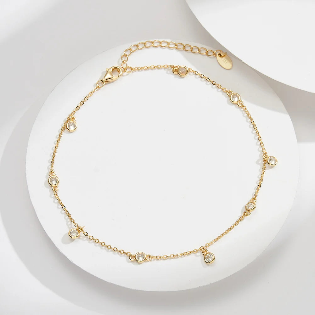Delicate Charm Anklet – Sterling Silver Summer Jewellery