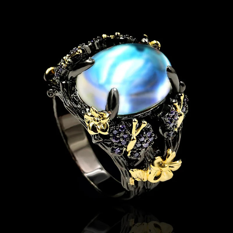 Lunar Mirage – 925 Sterling Silver Moonstone Cocktail Ring