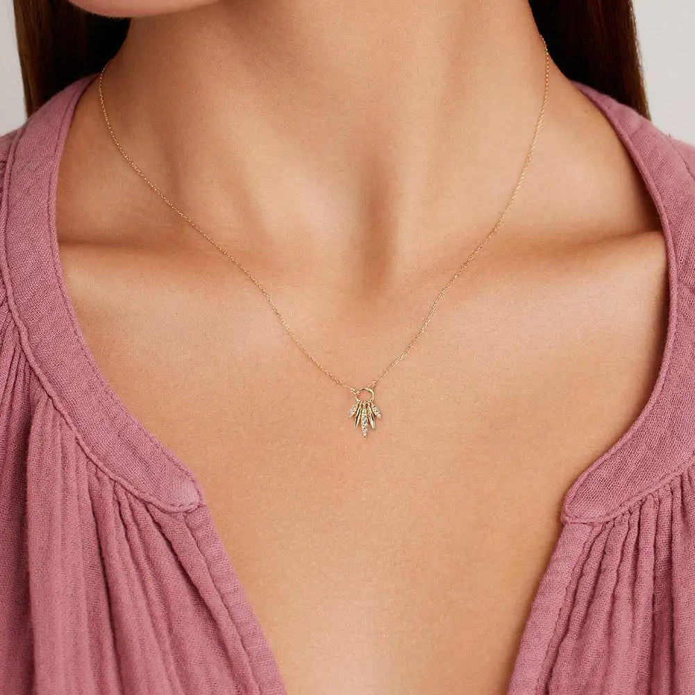 Botanical Cluster Pendant Necklace – Gold Plated Sterling Silver