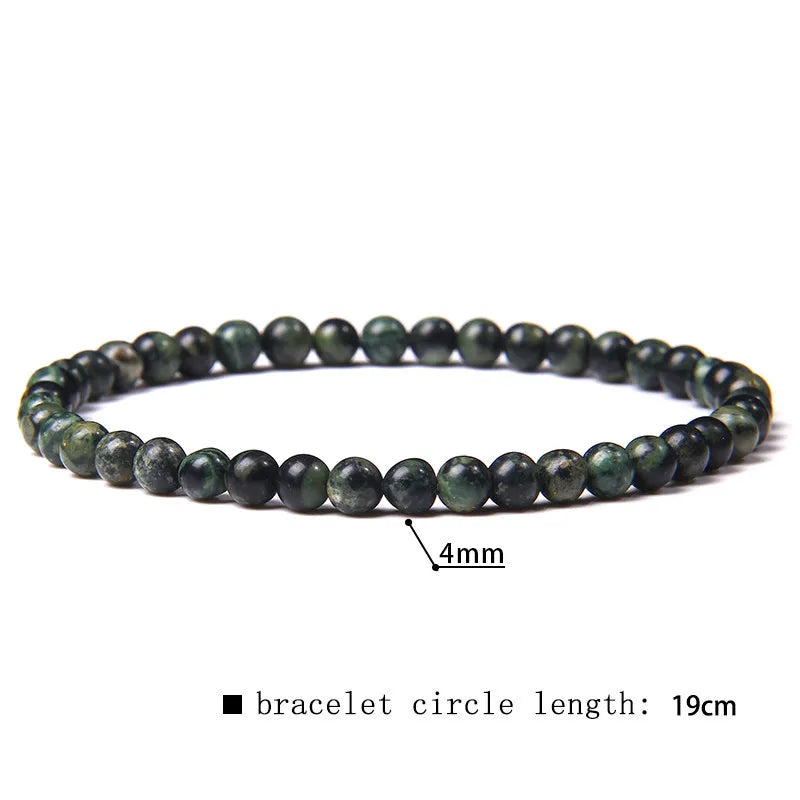 Natural Stone Beaded Bracelet – 4mm Lava & Onyx Wristband