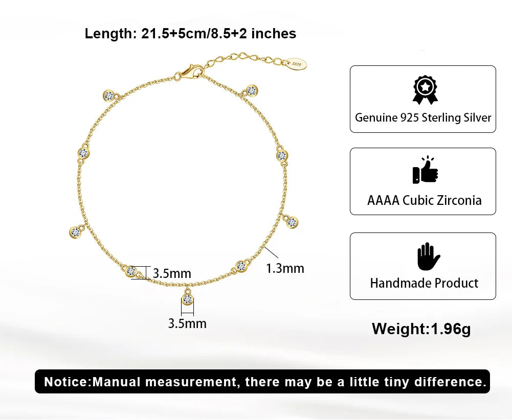 Delicate Charm Anklet – Sterling Silver Summer Jewellery