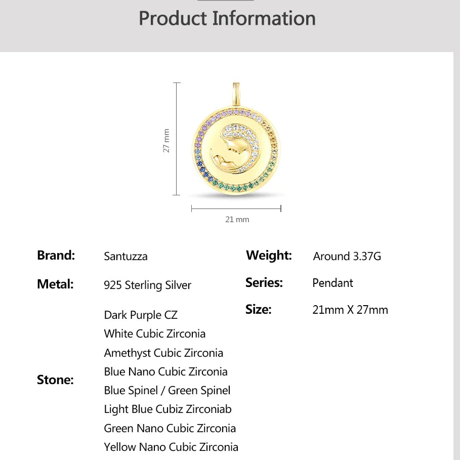 Mother & Child Bond Pendant – 925 Sterling Silver with Gradient Gemstones