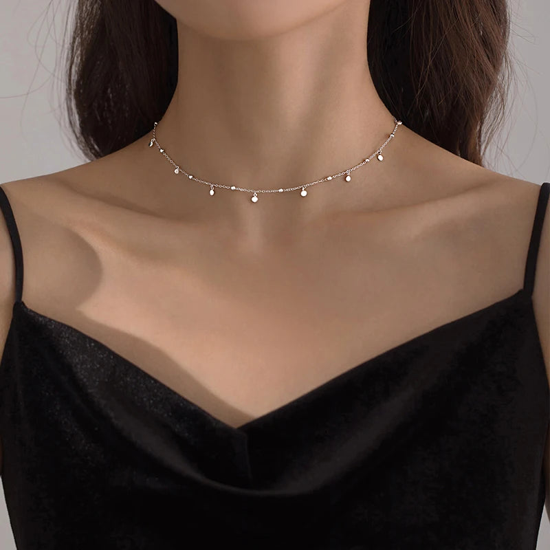 GeoCharm – 925 Sterling Silver Geometric Choker Necklace