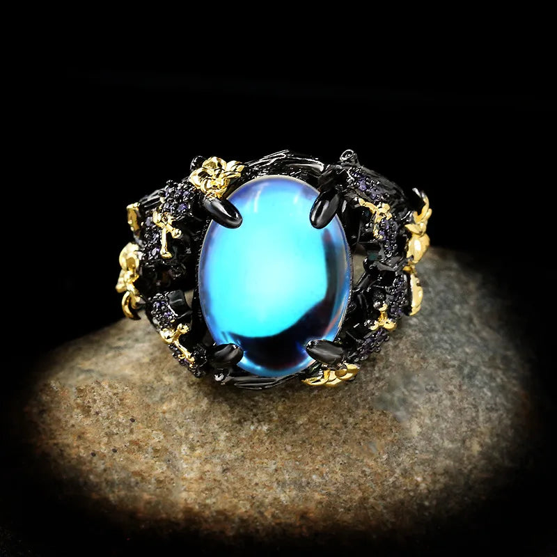 Lunar Mirage – 925 Sterling Silver Moonstone Cocktail Ring