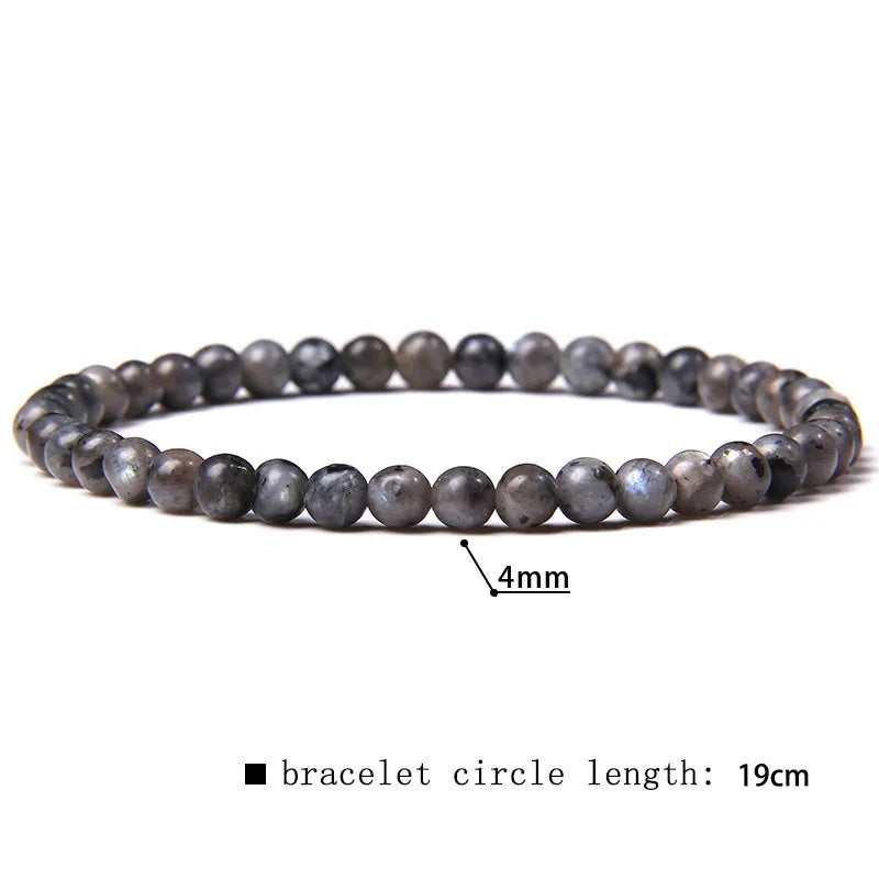 Natural Stone Beaded Bracelet – 4mm Lava & Onyx Wristband