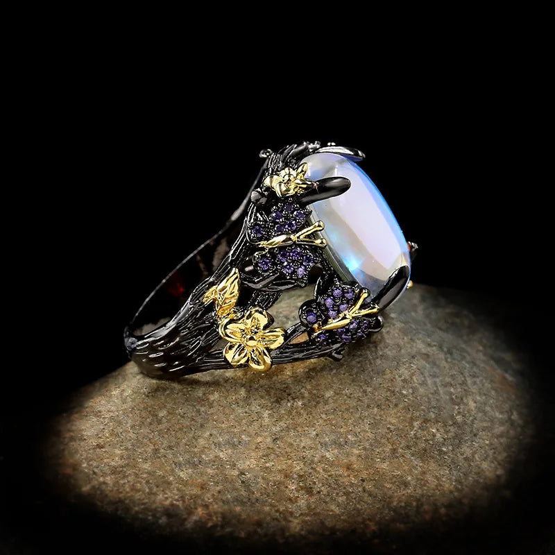 Lunar Mirage – 925 Sterling Silver Moonstone Cocktail Ring