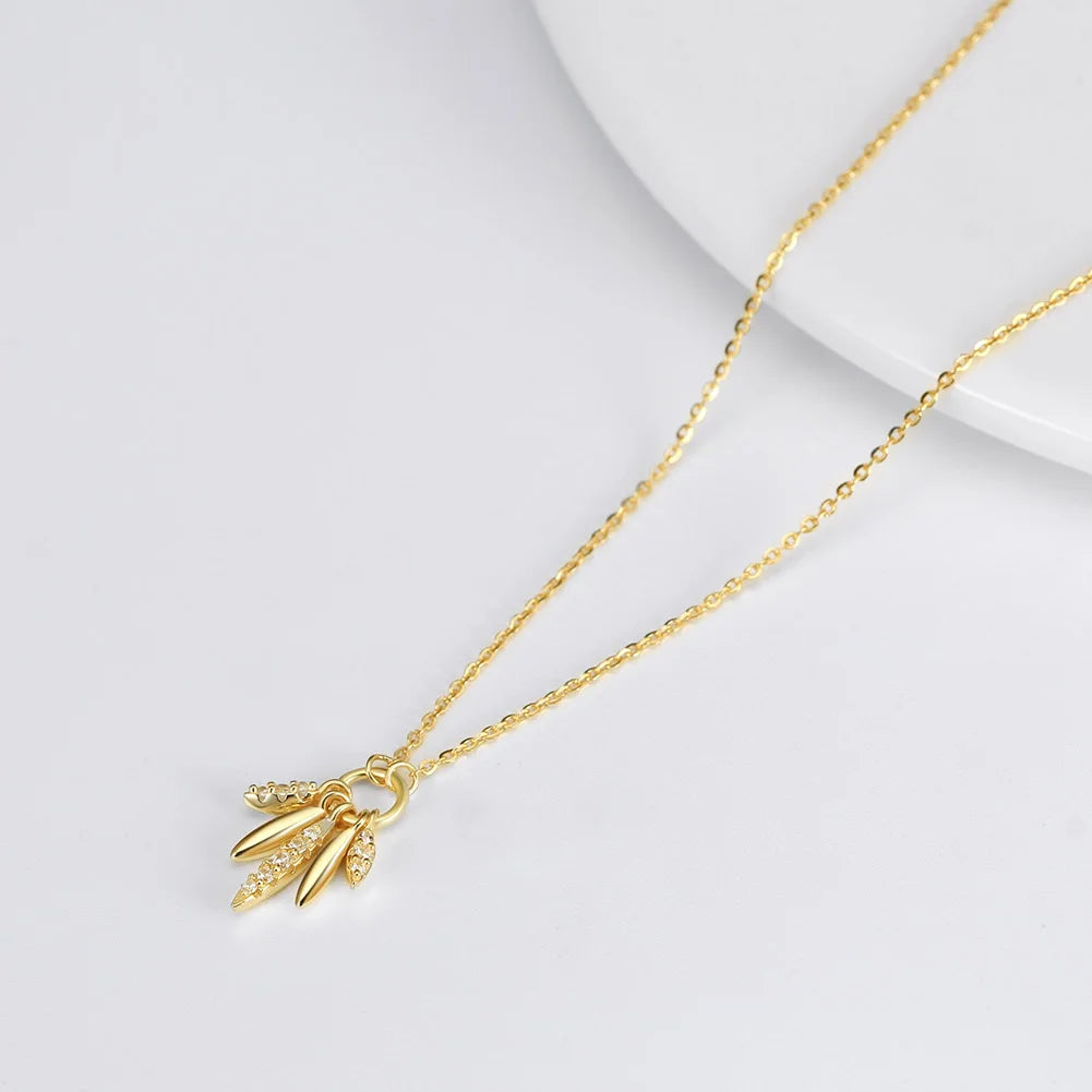 Botanical Cluster Pendant Necklace – Gold Plated Sterling Silver
