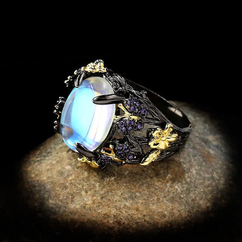 Lunar Mirage – 925 Sterling Silver Moonstone Cocktail Ring