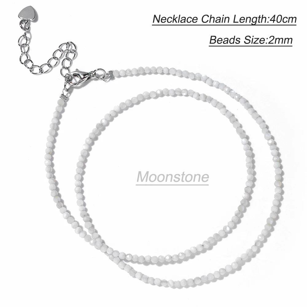 Black Spinel Beaded Necklace – 2mm Natural Stone Chain