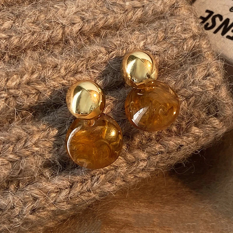 Tawny Horizon Dangle Earrings – Tiger's Eye Stone & Silver-Tone Design