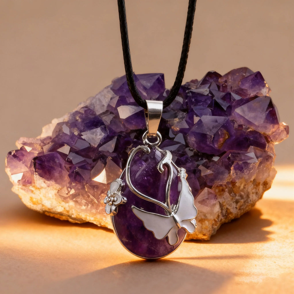 Amethyst Geode Necklace Set – Natural Crystal Collection