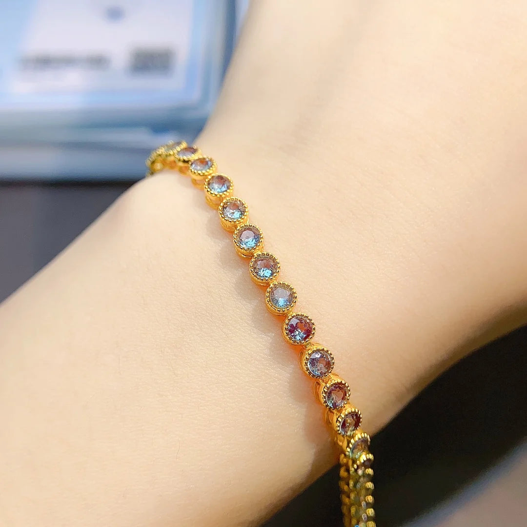 Alexandrite Tennis Bracelet – 925 Sterling Silver Anniversary Gift