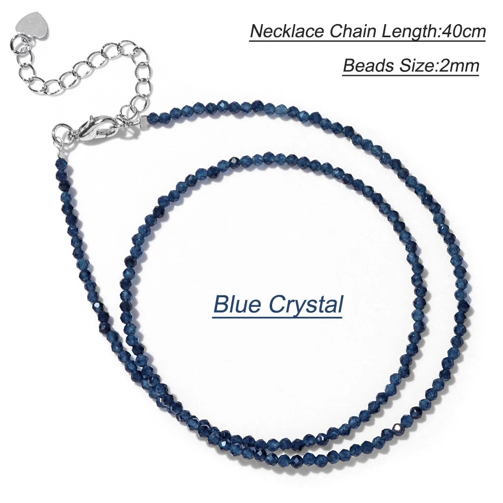 Black Spinel Beaded Necklace – 2mm Natural Stone Chain