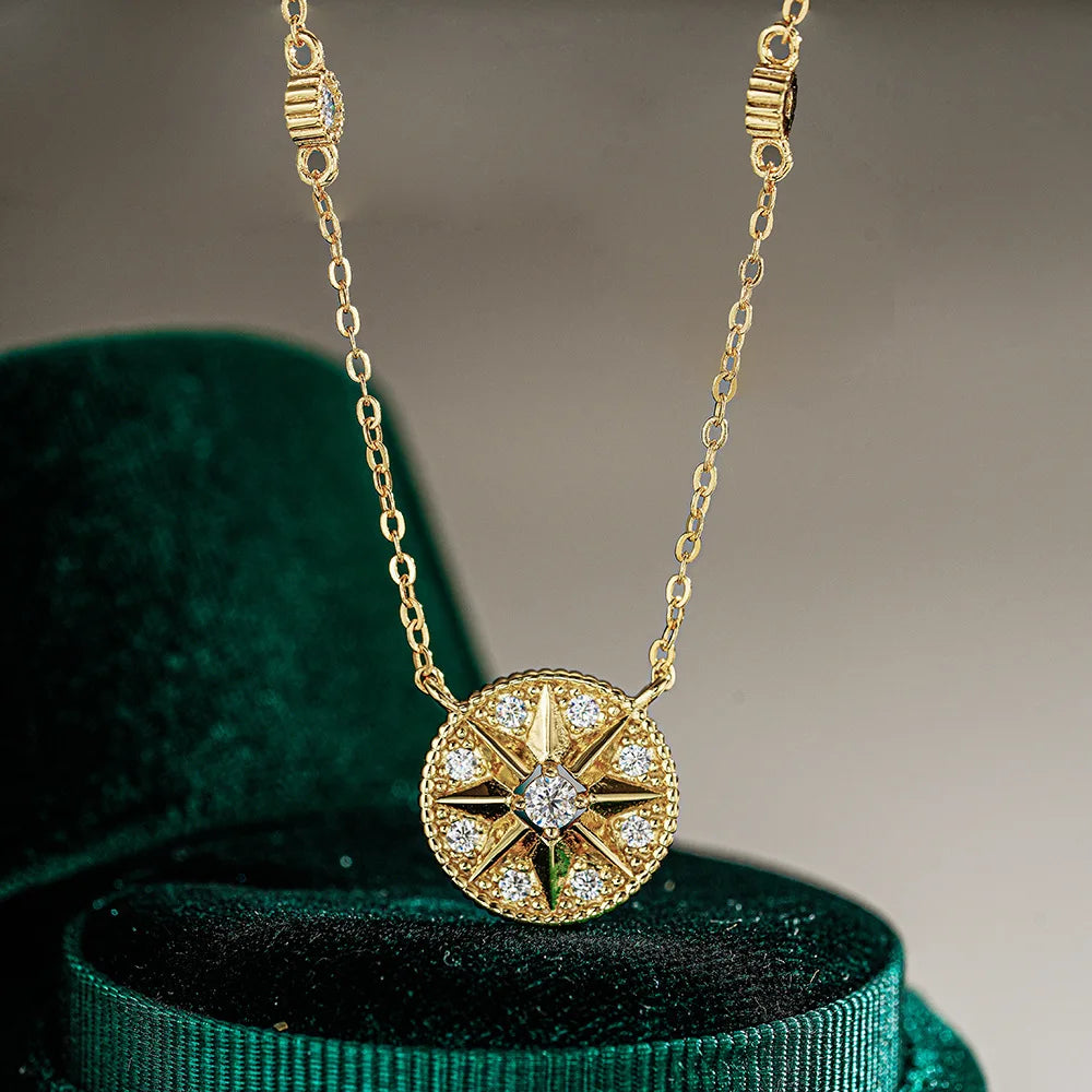 18K Gold Hexagram Pendant Necklace – Certified Diamond & Moissanite