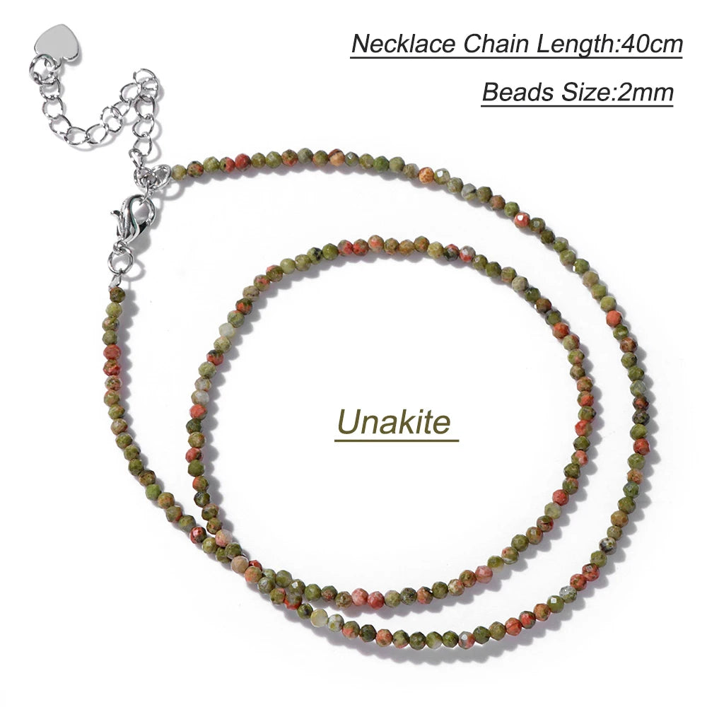 Black Spinel Beaded Necklace – 2mm Natural Stone Chain