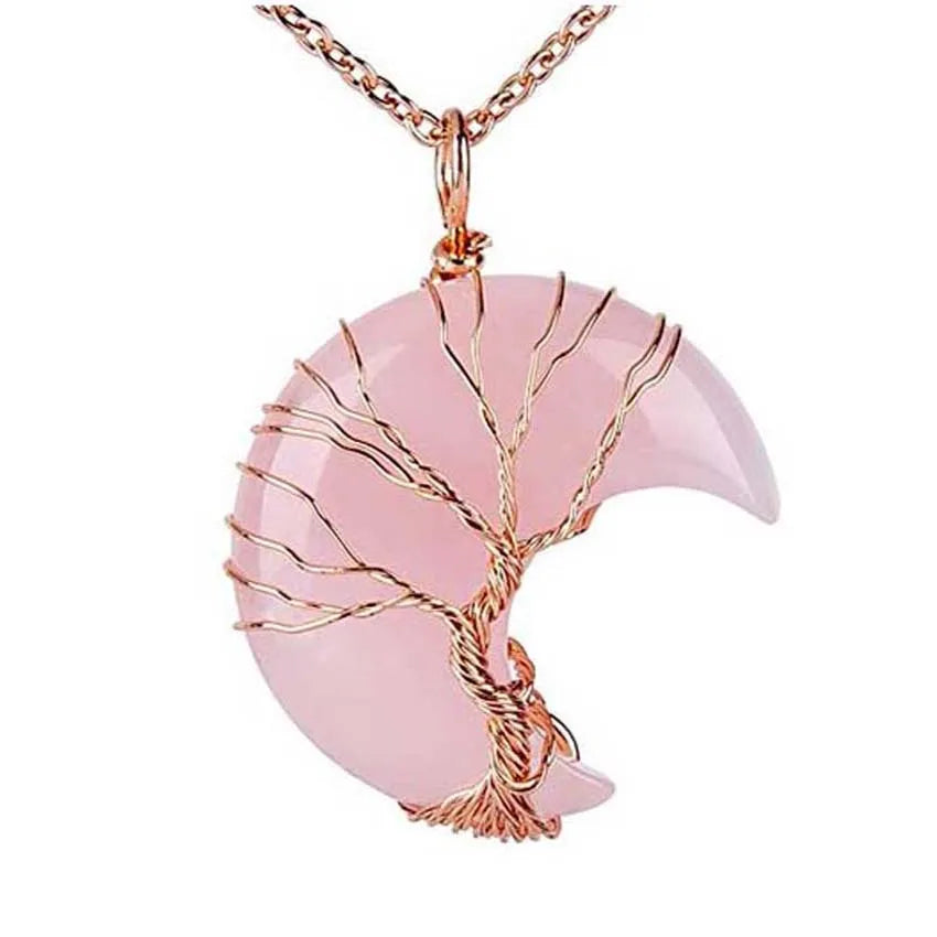 Celestial Tree of Life Necklace – Amethyst & Moon Pendant
