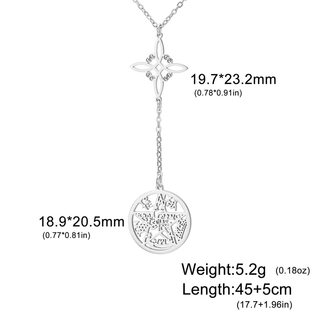 Sacred Symbol Pendant Necklace – Wiccan Tetragrammaton Pentacle Design