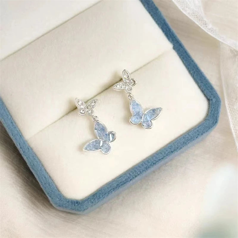 Blue Butterfly Grace – Rhinestone Jewelry Set (Bracelet, Necklace, Earrings & Ring)