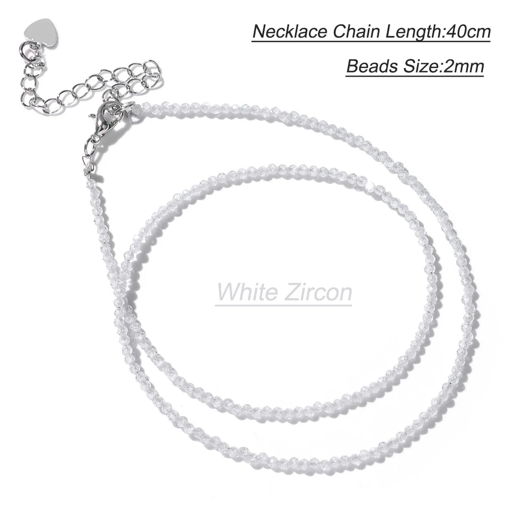 Black Spinel Beaded Necklace – 2mm Natural Stone Chain