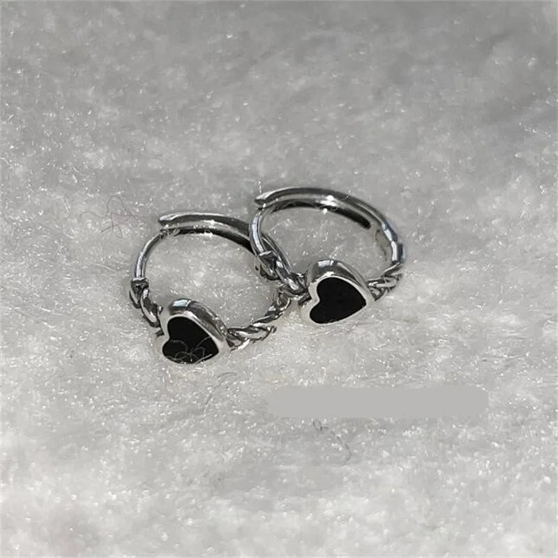 Noir Luxe – Black Zircon Geometric Stud Earrings