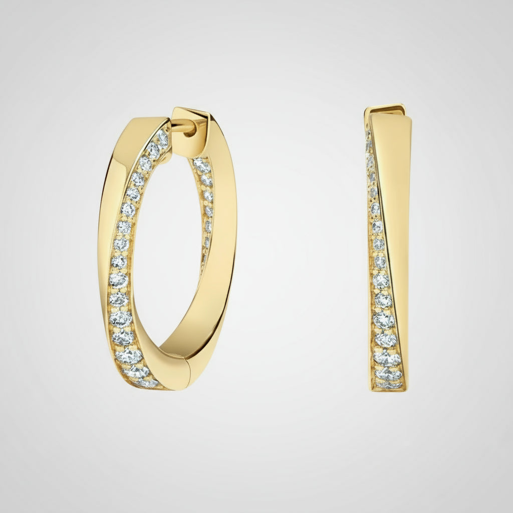 Classic Diamond Hoop Earrings – 9K/14K/18K Yellow Gold with IGI Certified Lab Grown Diamonds