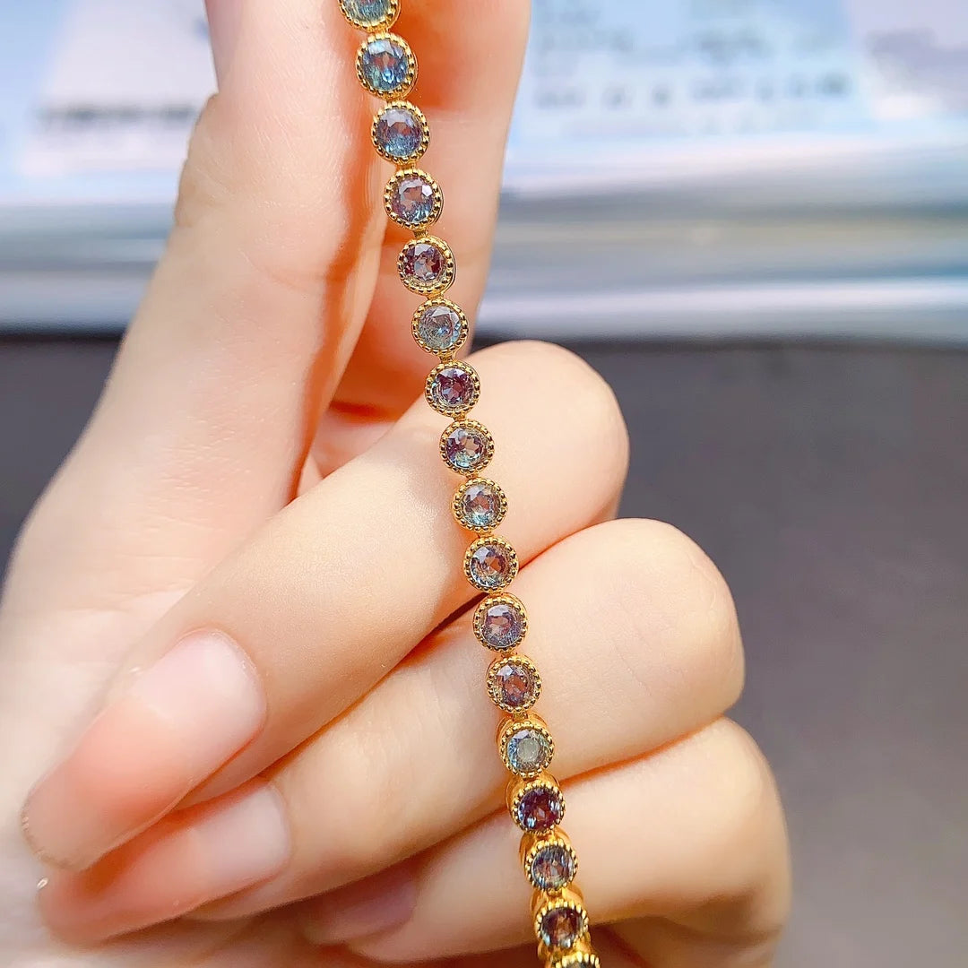 Alexandrite Tennis Bracelet – 925 Sterling Silver Anniversary Gift