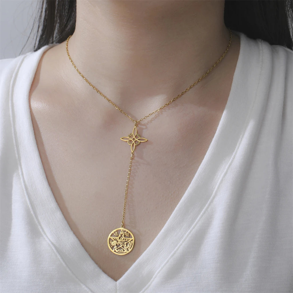 Sacred Symbol Pendant Necklace – Wiccan Tetragrammaton Pentacle Design