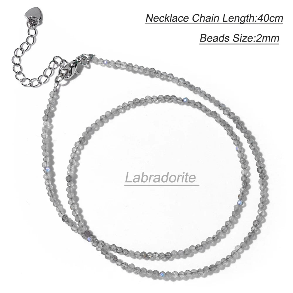 Black Spinel Beaded Necklace – 2mm Natural Stone Chain