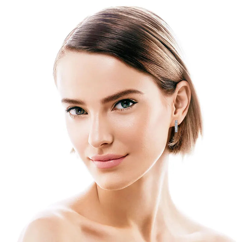 Certified Moissanite Hoop Earrings – 925 Sterling Silver Full Eternity Design