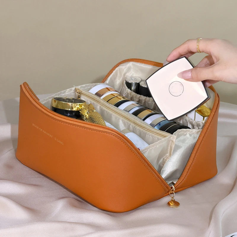 The Classic Make-Up Organiser – Sleek PU Leather Toiletry Bag