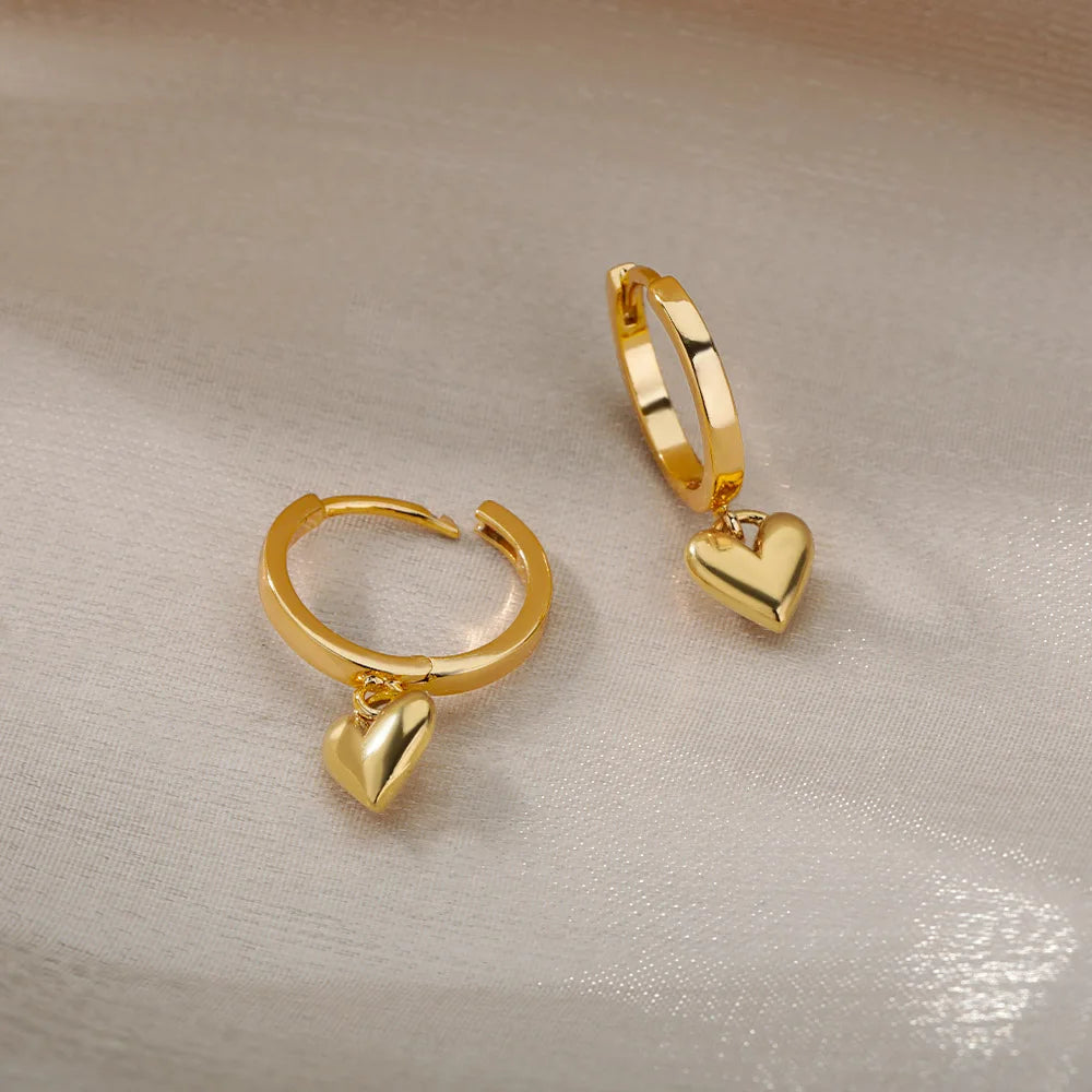 Golden Heart Drop Earrings – Vintage Love Knot Design