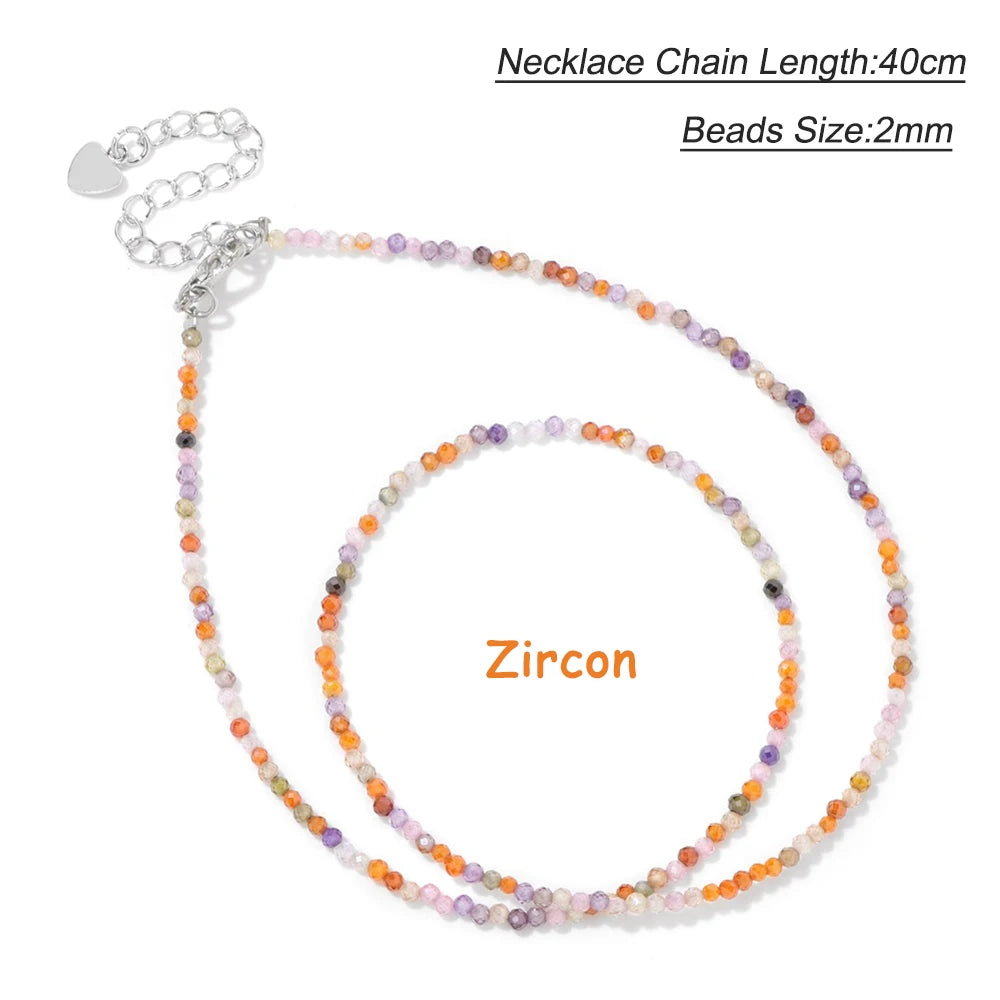 Black Spinel Beaded Necklace – 2mm Natural Stone Chain