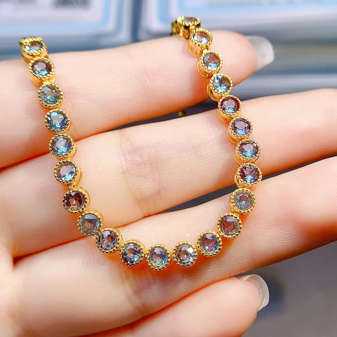 Alexandrite Tennis Bracelet – 925 Sterling Silver Anniversary Gift