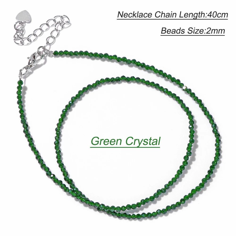 Black Spinel Beaded Necklace – 2mm Natural Stone Chain