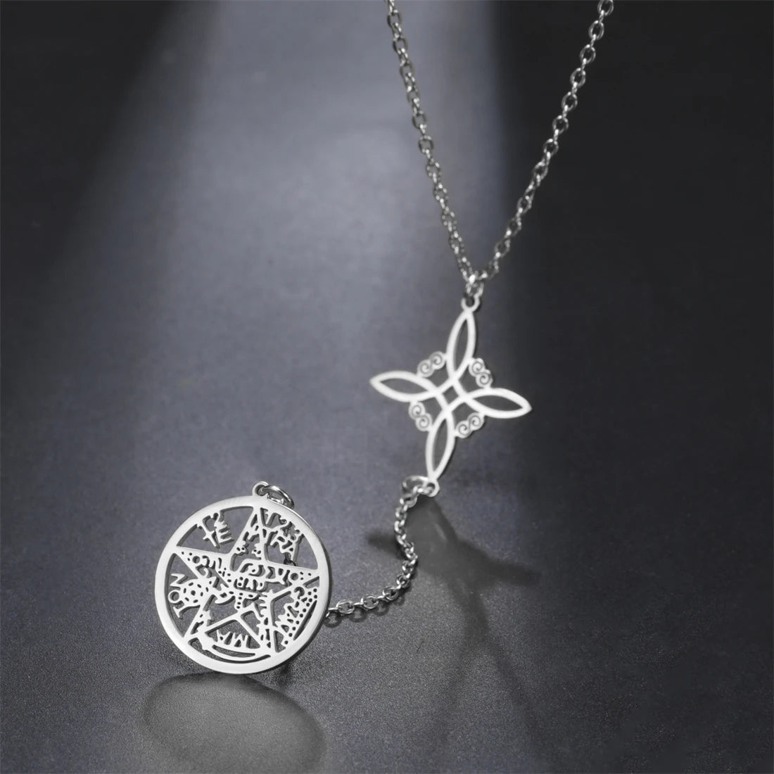 Sacred Symbol Pendant Necklace – Wiccan Tetragrammaton Pentacle Design