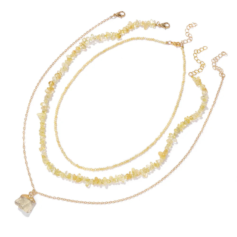 Trinity Aura – 3pcs Natural Amethyst Quartz Necklace Set