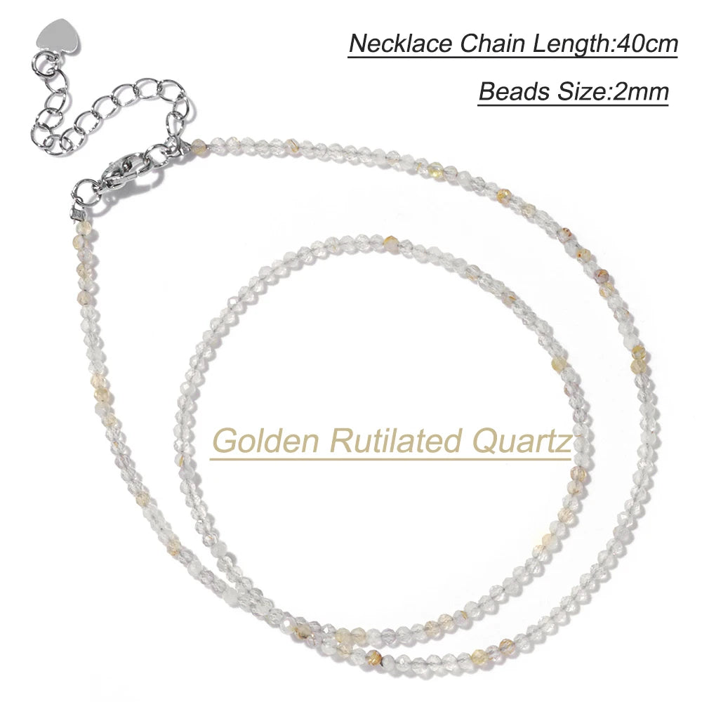 Black Spinel Beaded Necklace – 2mm Natural Stone Chain