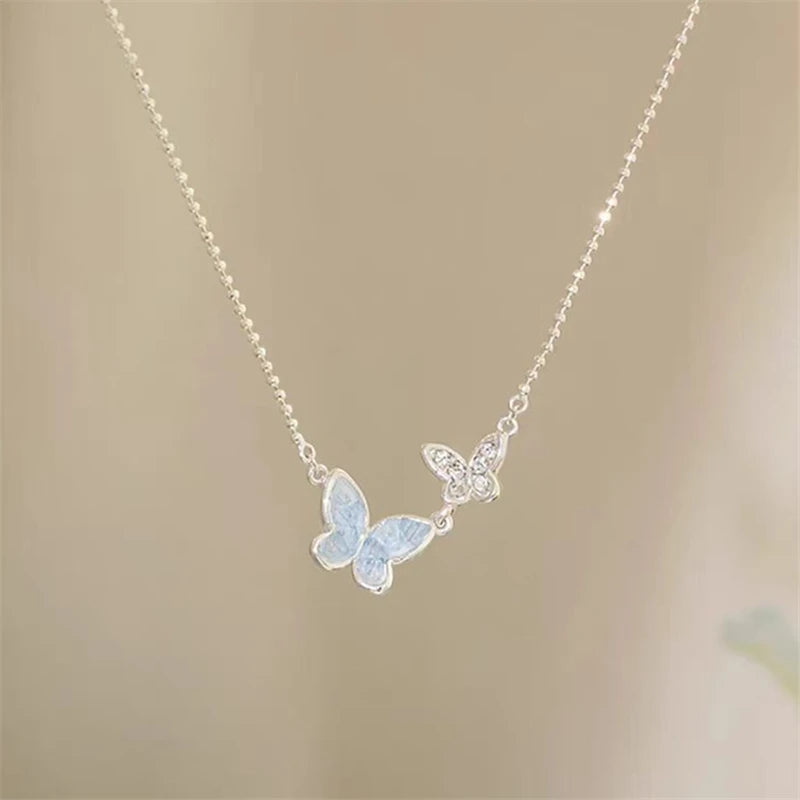 Blue Butterfly Grace – Rhinestone Jewelry Set (Bracelet, Necklace, Earrings & Ring)