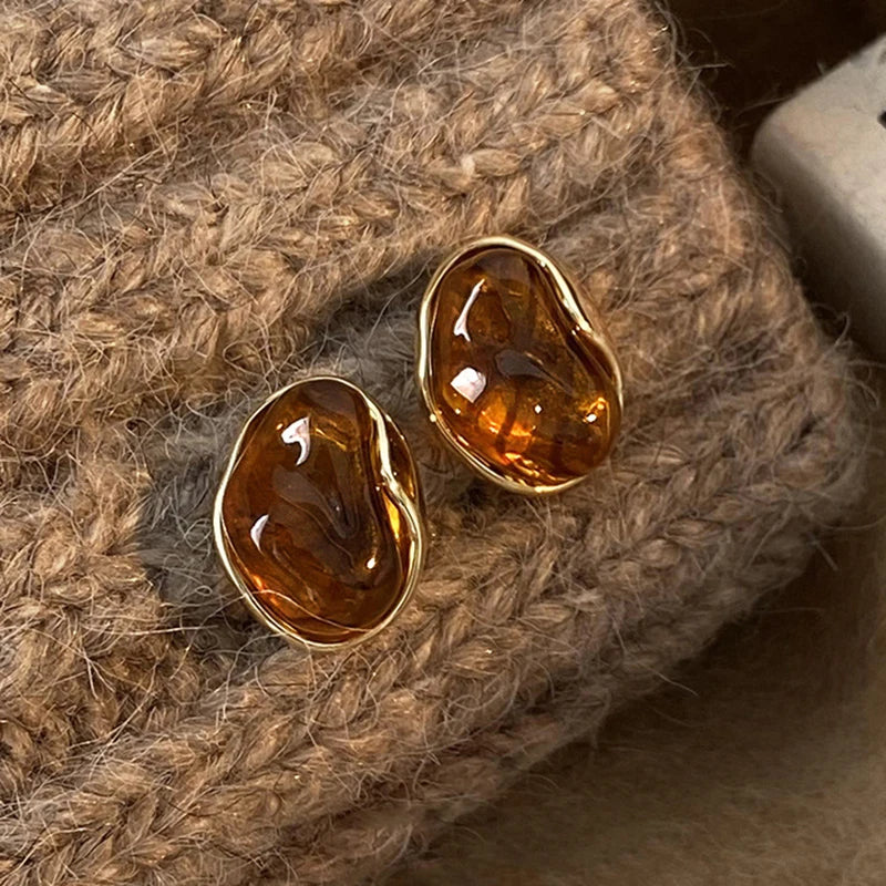 Tawny Horizon Dangle Earrings – Tiger's Eye Stone & Silver-Tone Design
