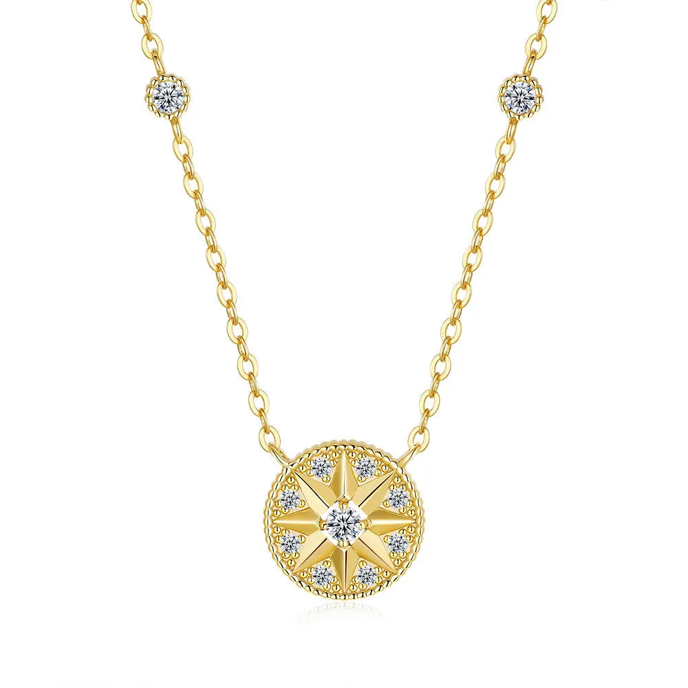18K Gold Hexagram Pendant Necklace – Certified Diamond & Moissanite