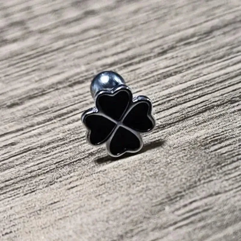 CloverLuxe – 925 Sterling Silver Black Zircon Flower Stud Earrings