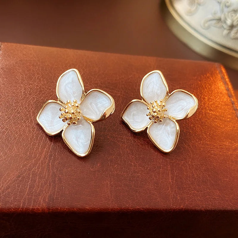 Botanical Bloom Stud Earrings – Stainless Steel Floral Design