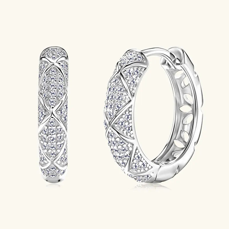 Certified Moissanite Hoop Earrings – 925 Sterling Silver Full Eternity Design