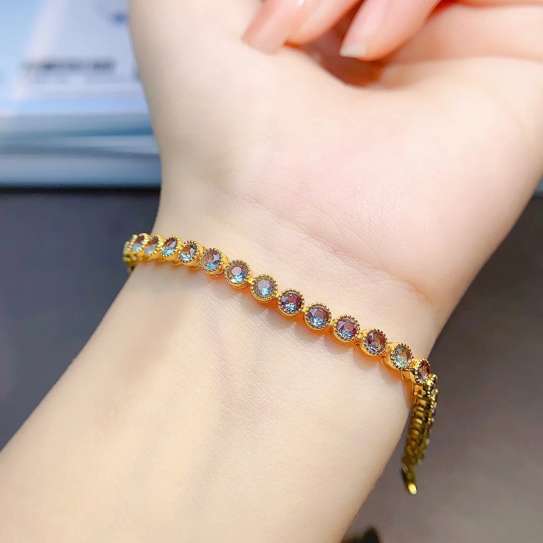 Alexandrite Tennis Bracelet – 925 Sterling Silver Anniversary Gift