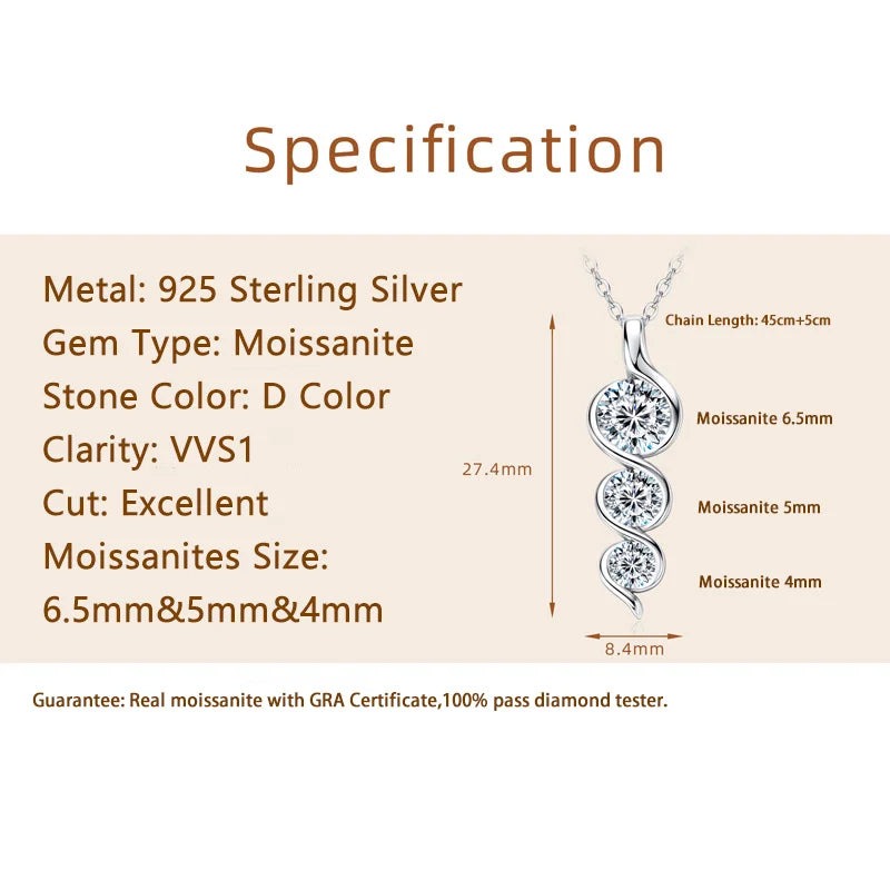 Twisted Solitaire Pendant Necklace – Certified Moissanite & Sterling Silver