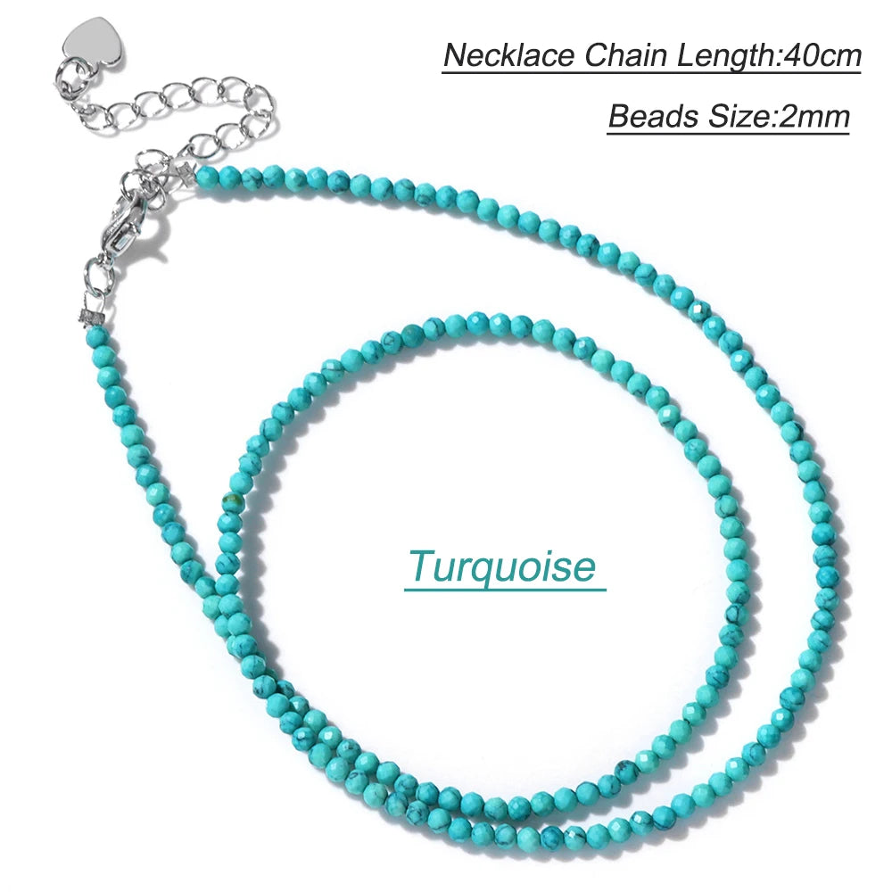 Black Spinel Beaded Necklace – 2mm Natural Stone Chain